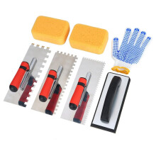 Conjunto de 3 Peças de Espátula Quadrada, com Flutuador de Borracha para Rejunte, Esponjas para Rejunte e Luvas de Trabalho, Ideal para Cimento,