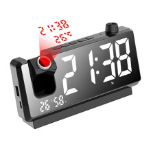 Projection Alarm Clock HD LED Display Projection Clocks for Bedroom 180 Degree Rotatable Digital Clock Projector B