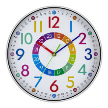 12 Inch Digital Clock Mute Home Bedroom Living Room Wall Punch-Free Battery Powered Electronic Color Clock