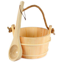 Ensemble Seau et Louche pour Sauna, Seau et Louche pour Sauna, Accessoires de Sauna Fabriqués à la Main en Bois de Pin