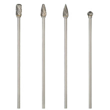 4pcs 6-Inch Carbide Rotary Burr Set 6 mm (0.25 Inch) Shank Long Reach Double Cut Tungsten Carbide Rotary File Set