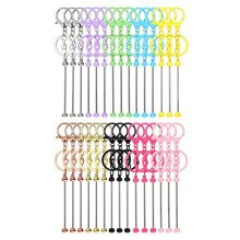 Beadable Keychains Bars Bulk Blank Beaded Metal Keychain for DIY Gift Backpack Decoration Pendan