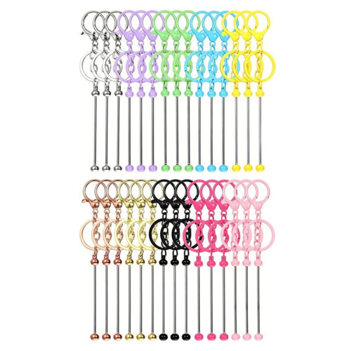 Beadable Keychains Bars Bulk Blank Beaded Metal Keychain for  DIY Gift Backpack Decoration Pendan 1