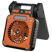 Solar 20000mAh Electric Fan with Led Lights for Tents,Car Camping Hooks and Usb&Solar Charging for Hiking,Fishing Orange