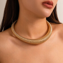 Women Gold Snake Chain Necklace Geometric Jewelry Adjustable Collar 02