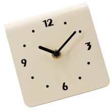 Cream White Metal Desktop Clock - Modern Quiet Movement Home Decor Ornament