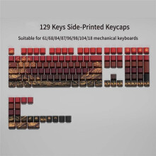 Ukiyo-e Gradient Keycap PBT Personalizado Lateralmente Esculpido Semi Transparente para Teclado Mecânico 60/84/98/108 Vermelho