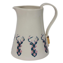 Dimpled Heart Ceramic Floral Highland Stag Jug Strap & Buckle Handle Detail