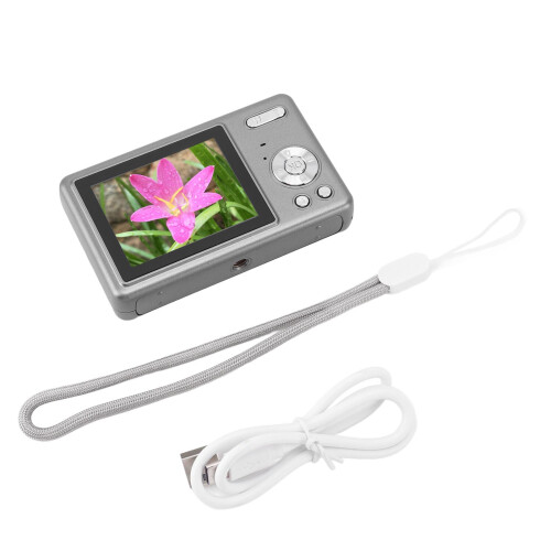Câmera digital de bolso de 12MP 1080P com tela TFT de 2,4 polegadas, zoom de 16x, foco automático, ideal para estudantes e vlogs (cinza). 1
