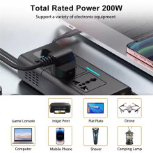 Car 220v Inverter 12 to 220 Voltage Power Converter 200W for 12V Vehicles