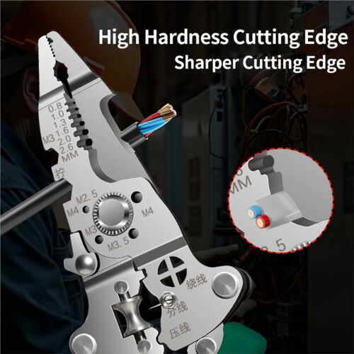 1Pcs Multifunctional Foldable Wire Stripper with Voltage Tester and Cable Cutter for Electrician Wire Cutter and Puller 1