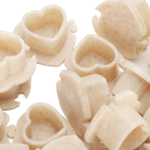 200PCS Heart-Shaped Tattoo Ink Cups, Thick Wheat Straw, With Base 1