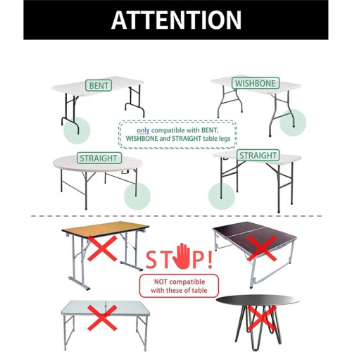 Table Leg Extenders for Folding Tables Straight/Bent Leg, Folding Table Leg Extensions, Heights Adjustable Risers - 4PCS 1
