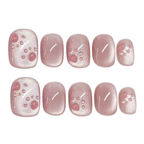 Pink Cat Eye Resin Nail Tips, Zero Pressure 1