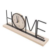 Modern Wooden Iron Desk Clock 31x6x12cm Battery Operated Ornament