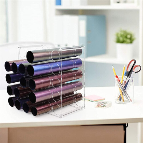 Rack de Armazenamento de Rolo de Vinil com 25 Furos, Suporte de Rolo de Vinil para Sala de Artesanato, 12 Polegadas X 12 Polegadas, Furos de 2 2