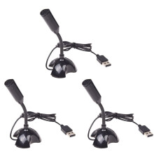3X USB Mikrofon Web Flexibel Geraeuschabstimmung Mikrofon fuer PC Computer Laptop Staender (Schwarz)