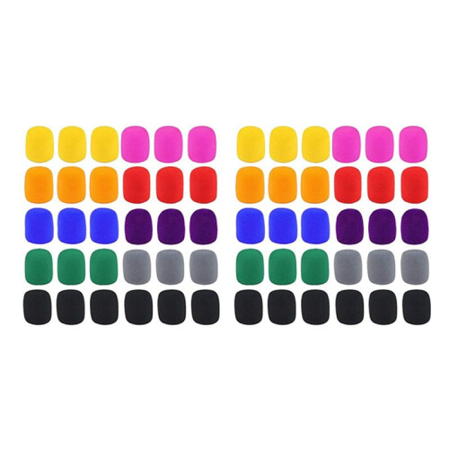 60 Pack Thick Handheld Stage Microphone Windscreen Foam Cover Karaoke DJ (12 Color)