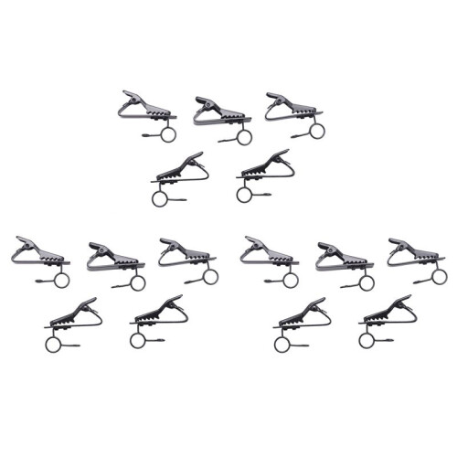 15 Pcs Ring  7.5 mm Microphone Clip Holder Tie Clip Collar Clip Practical (Black)