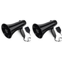 2X 35 Watt Power Portable Megaphone Speaker PA Bullhorn with Detachable Handheld Microphone, Built-in Siren (Black)