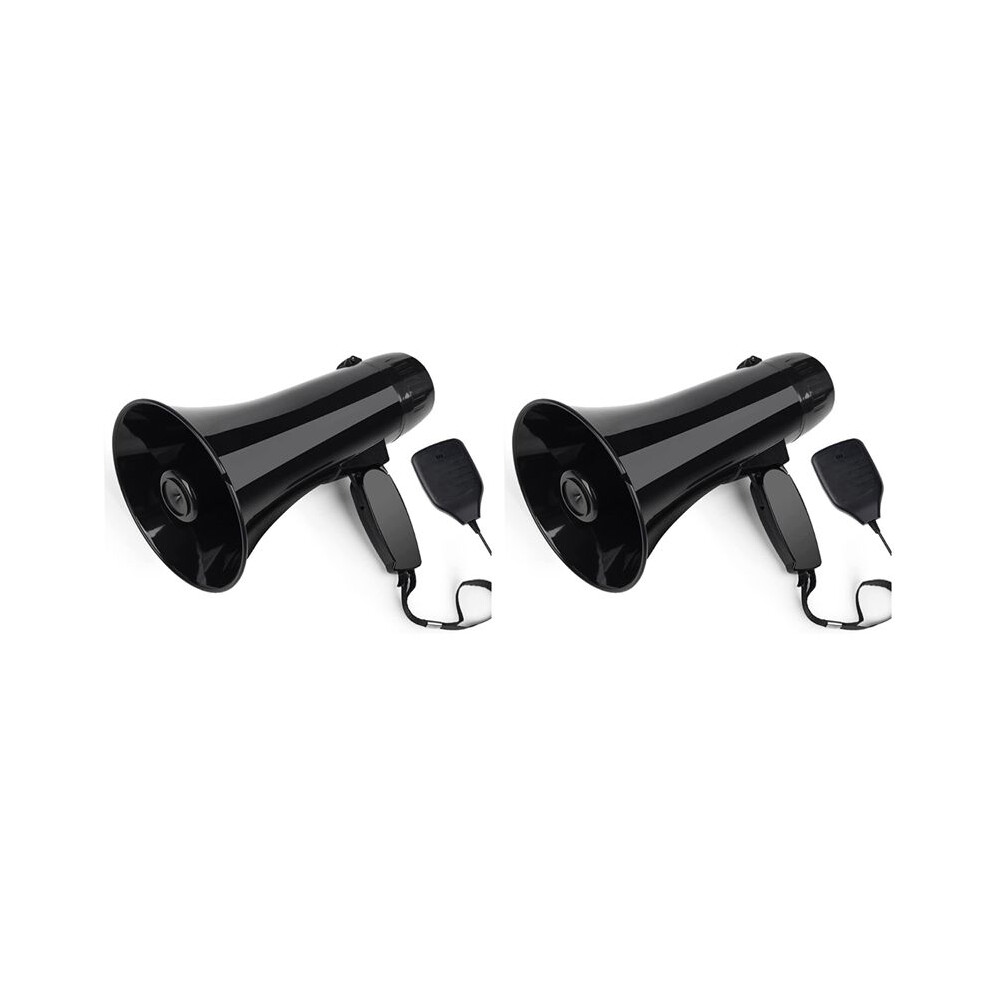 2X 35 Watt Power Portable Megaphone Speaker Pa Bullhorn With Detachable Handheld Microphone, Built-In Siren (Black) Black 4713703388226