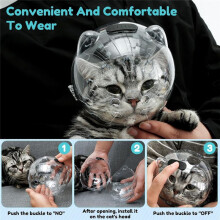Cat Muzzle for Grooming,Breathable Cat Muzzle Helmet with 4 Silicone Shoes, Cat Astronaut Helmet,Cat Anti Bite Helmet S
