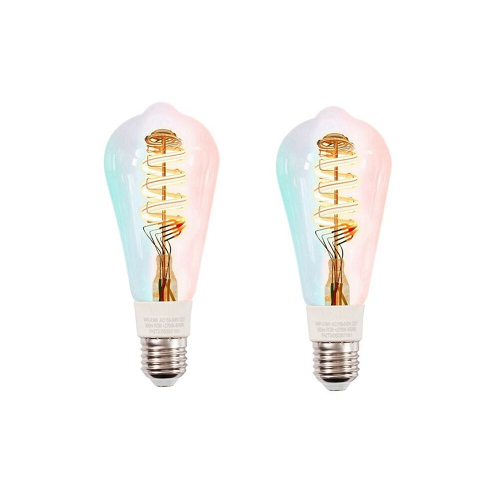 2Pcs Tuya Wifi Bulbs St64 Edison Led 16 Million Rgb Color Changing 2700K-6500K Dimmable For Home Light 4712139515619