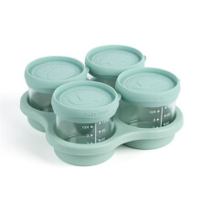 Glass Children Food Containers with Silicone Lids,Children Food Storage Jars with Tray,Microwave and Dishwasher Safe