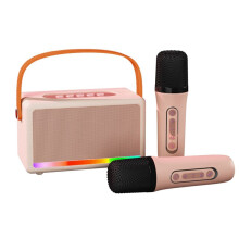 Karaoke Machine for Kids Adults Portable Karaoke Speaker with Wireless Microphone LED Light for Banquet,D