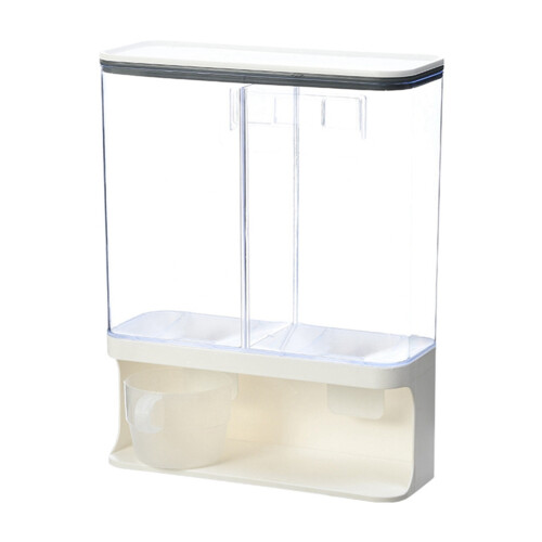 Transparent Rice Dispenser Wall Mounted Rice Storage Containers Kitchen Grain Organizer Sealed Kitchen Storage