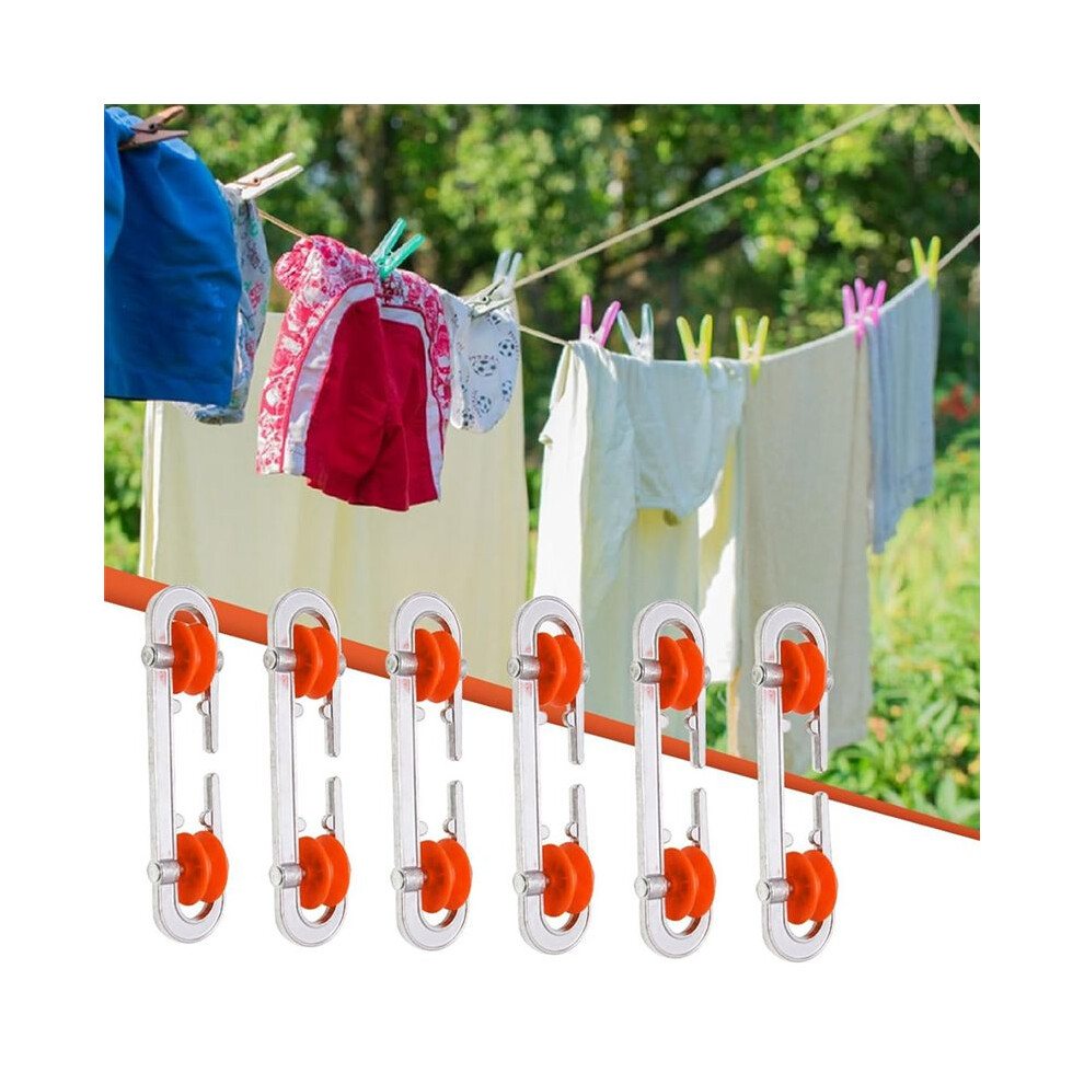 6 Pcs Clothesline Spreader, Aluminium Heavy Duty Outdoor Clothes Separator Pulley For Heavy Loads And Clothesline 4713554626140