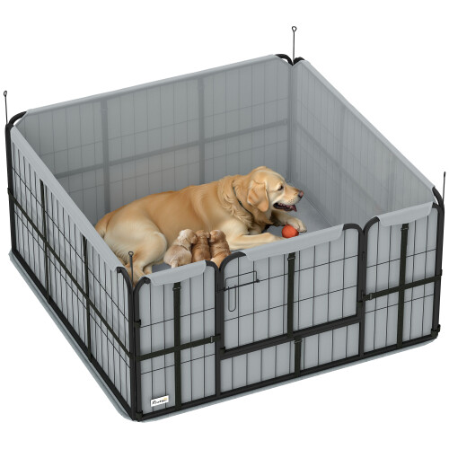 PawHut PawHut Whelping Box w/ Washable Whelping Pad, Wind-Resistant Cloth, Black 1