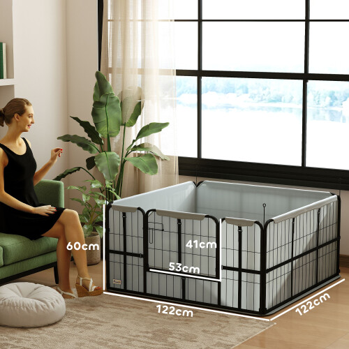 PawHut PawHut Whelping Box w/ Washable Whelping Pad, Wind-Resistant Cloth, Black 2