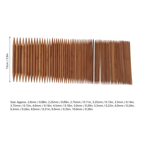 75-Piece Carbonized Bamboo Double Pointed Knitting Needles Set, 5.9in 1