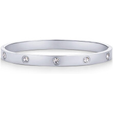 (7.5 Inches, White Gold) HKEDES 14K Gold Plated Love Bangle Bracelets for Women | Waterproof Stainless Steel Cubic Zirconia Hinged Bracelet Dupe