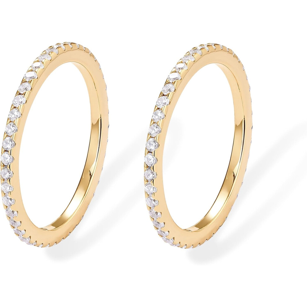 (18k gold vermeil, 8.5) HKEDES 14K Gold Plated Solid 925 Sterling Silver CZ Simulated Diamond Stackable Ring Eternity Bands for Women-image-OPC-PRZFZJV-NEW
