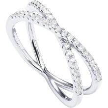 (6, White Gold) HKEDES 14K Gold Plated X Ring Simulated Diamond CZ Criss Cross Ring for Women