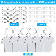 40Pcs Sublimation Keychain Blanks Double Sided Heat Transfer Sublimation Keychains Shirt Shape Keychains