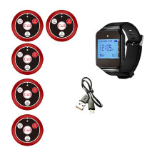 Wireless Restaurant Pager Calling System with Watch Call Button Office Food Truck Restaurant Coffee Call Bell Red