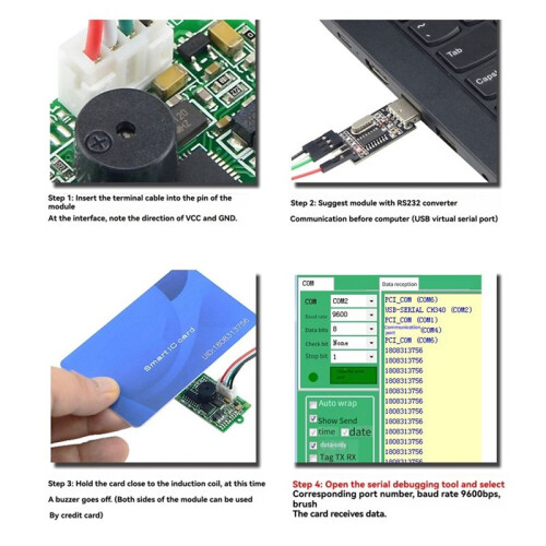RS232 RFID Reader Module IC Card Reader 13.56Mhz Contactless  Card Reader 14443A Protocol Support Window System 1