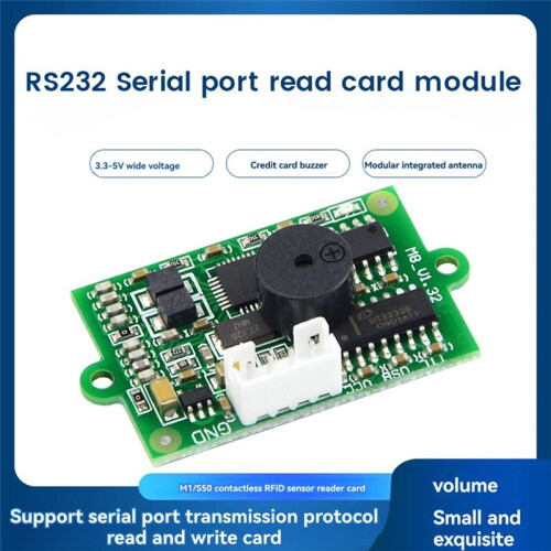 RS232 RFID Reader Module IC Card Reader 13.56Mhz Contactless  Card Reader 14443A Protocol Support Window System 2