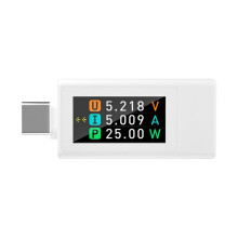 KWS-1902L Type-C Current Voltage Monitor 4-30V 0-8A Color Display Amp Volt Ammeter Detector Power Off Storage White