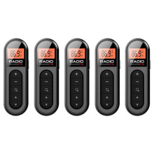 5X Pocket FM Radio Rechargeable Portable 76-108MHZ Radio Receiver with Backlight LCD Display Wired 3.5mm Headphones