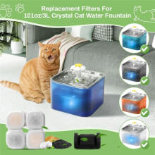 Filtre de Rechange pour Fontaine à Eau pour Chat Crystal 3 L, Triple Filtration, Lot de 12
