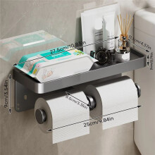 Toilet Paper Holder Wall-Mounted Aluminum Alloy Toilet Paper Holder Tissue Rack Bathroom Tissue Holder Gray
