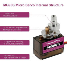 MG90S Micro-Type Servo Motor Kit 6 Pcs MG90S-Servo Metal Gear Micro-Type Servo for RC Helicopter/Car/Boat