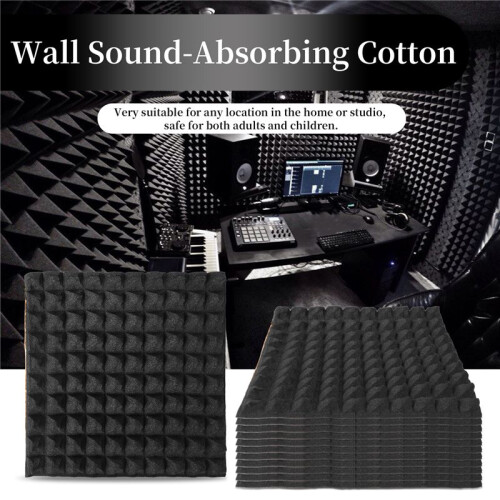 12 Pacotes de PainéIs de Espuma à Prova de Som Autoadesivos 2X12X12 Polegadas PainéIs AcúSticos com Espuma AcúStica de Alta Densidade, Design de 2