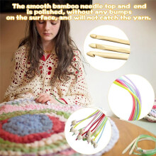 Tunisian Crochet Hooks Set with Case: 24pcs Tunisian Crochet Bamboo Hooks Set with Cable Afghan Crochet Aluminum Hooks