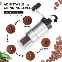 Moulin à Café Manuel en Acier Inoxydable - Moulin à Manivelle Réglable pour une Préparation Précise, Portable pour le Camping et les Voyages