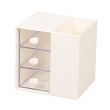 Organizador de mesa compacto com gavetas transparentes, organizador de penteadeira com 3 gavetas para armazenamento eficiente, design compacto com